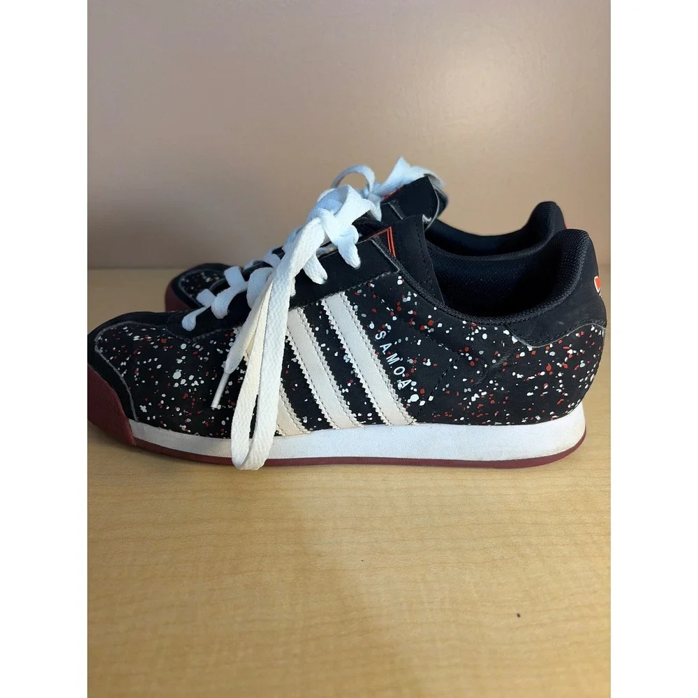 Adidas Samoa Black White Red Paint Splatter Sneakers C77378 Mens 7